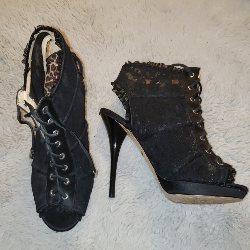 Betsey Johnson lace peep toe booties